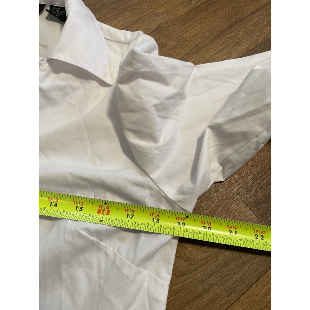 Impressions White Ruffle Trim Button Down Blouse Long Sleeve Office Top Medium - Picture 6 of 6